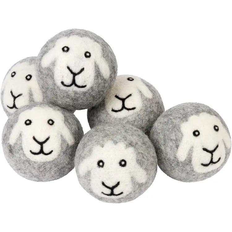 "Smiling Sheep" Hand-Felted Dryer Balls (6 Balls) - Earth Friendly Options