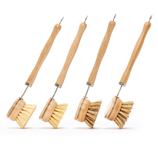 Long Handle Wood & Metal Dish Brushes (2)